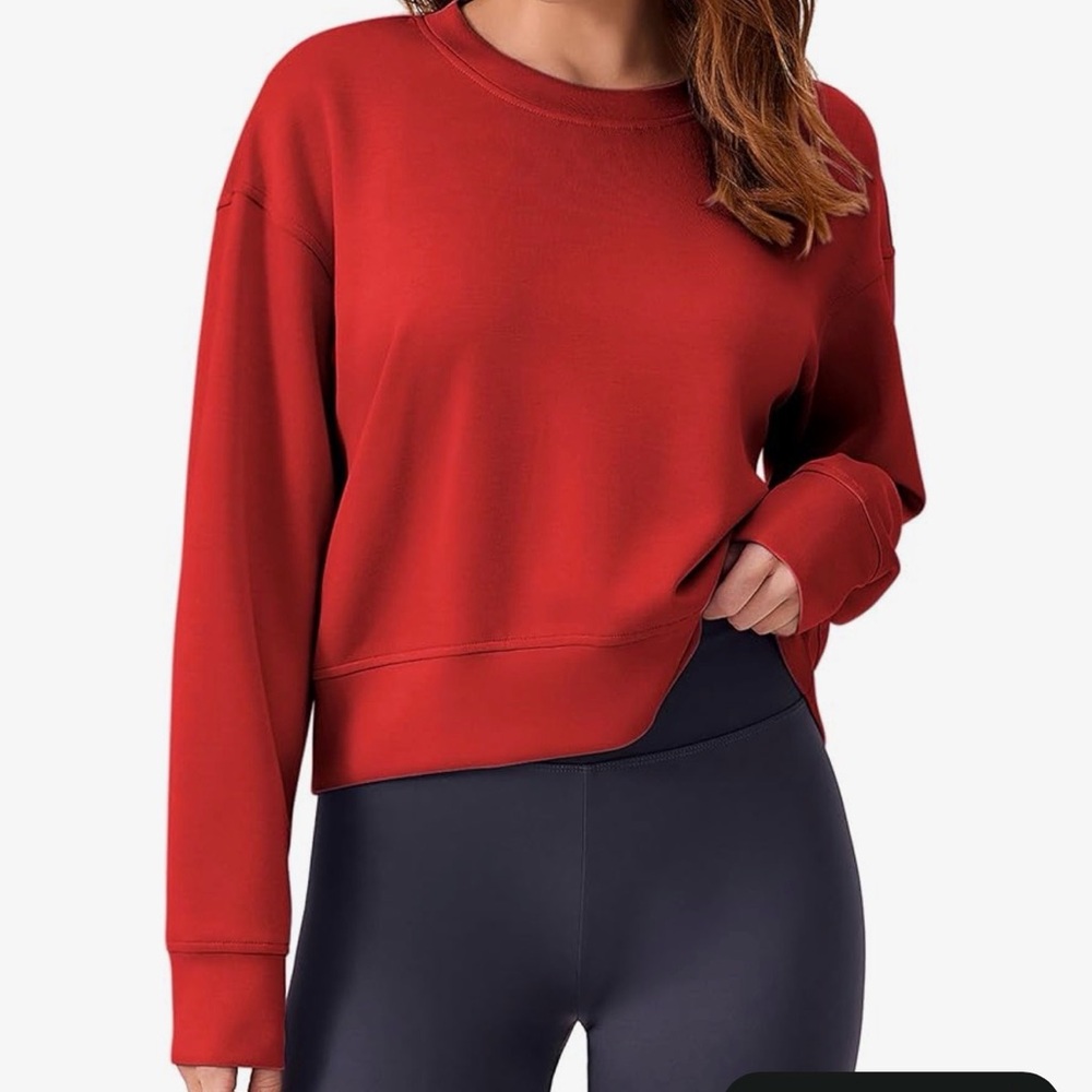 Athleisure Red Crew Neck Sweatshirt